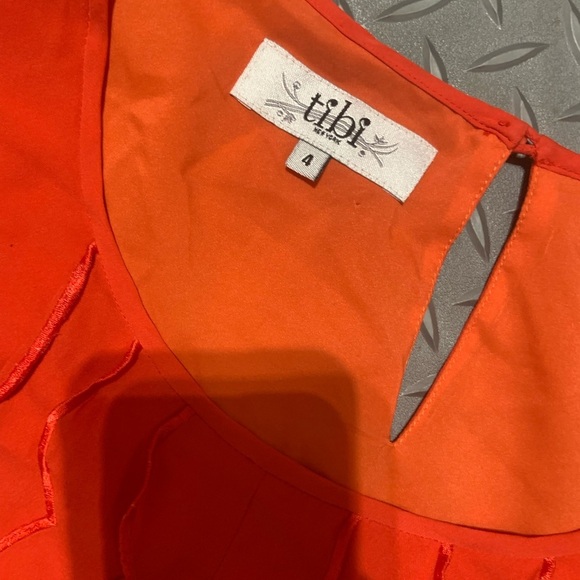 Silk tibi ruffle mod 60s shift dress 4 $200 holiday boho designer Christmas - Picture 5 of 5